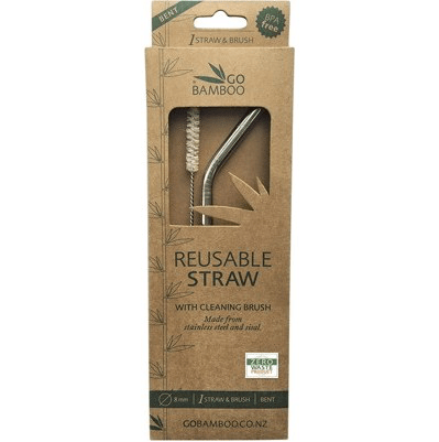 Go Bamboo Reusable Straw with Cleaning Brush