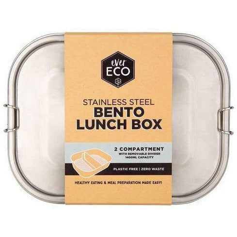 Bento Lunch Box 2 compartments - Removable Divider Stainless Steel 'Ever Eco' 1400ml