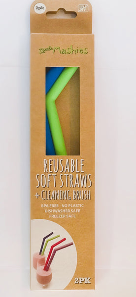 Reusable Soft Straws + Cleaning Brush 'Little Mashies'
